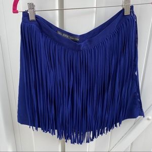Zara Blue/Navy Fringe Skirt Medium